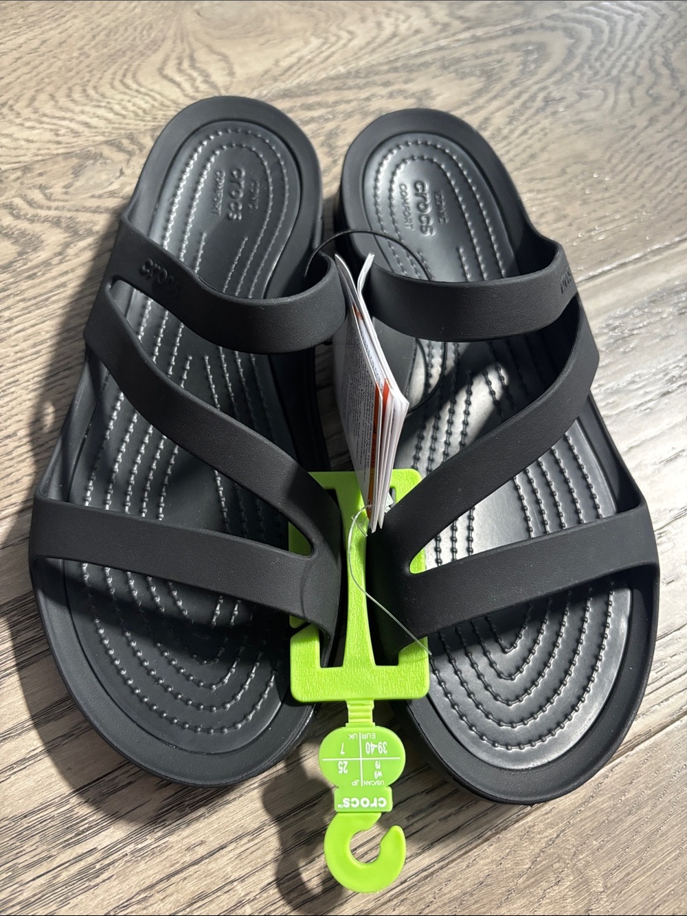 CROCS women’s Black Triple-Strap Slide Sandals size 7